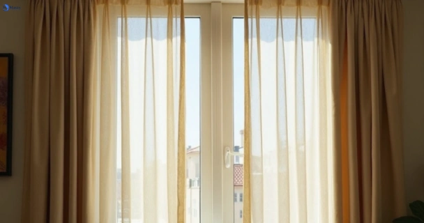 Dull dusty drapes in ellen-grove before professional cleaning